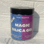 Jar of Craft It Magic Silica Gel 1kg for resin art and crafts, with blue and purple labels on a white background.