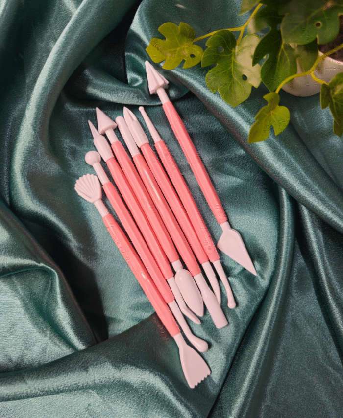 Set of 8 pink double-ended resin and clay sculpting tools