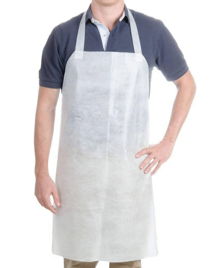 “White disposable waterproof apron sheet placed on black fabric background
