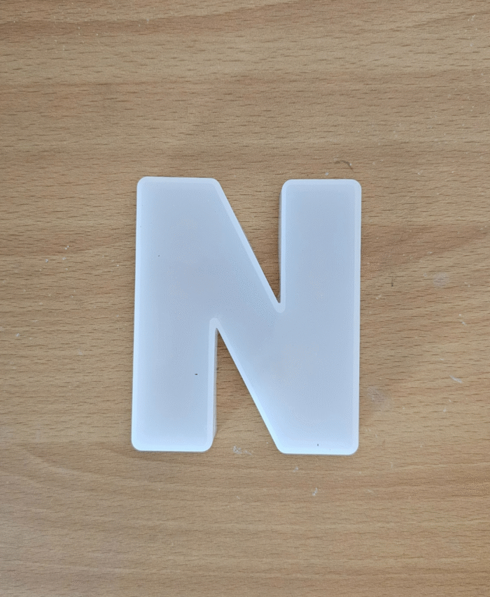 Silicone letter mould for resin casting – Alphabet N