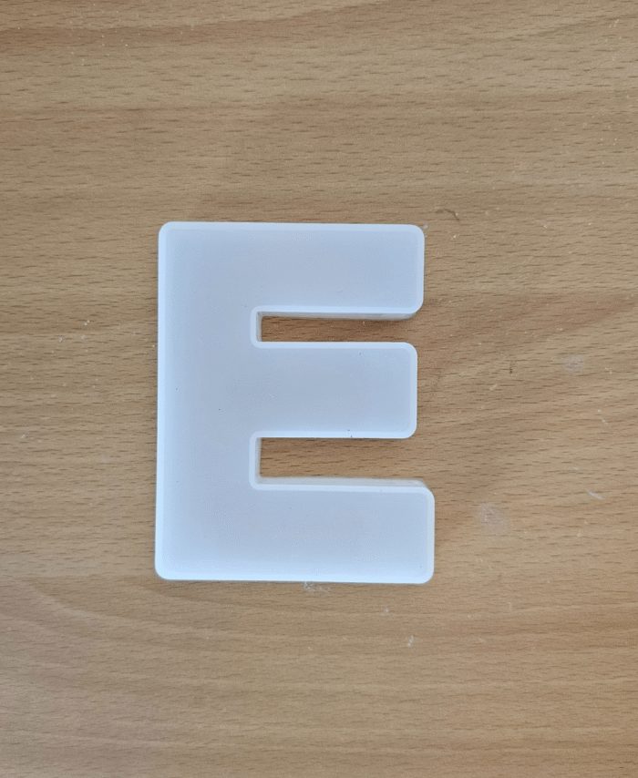 Silicone letter mould for resin casting – Alphabet E