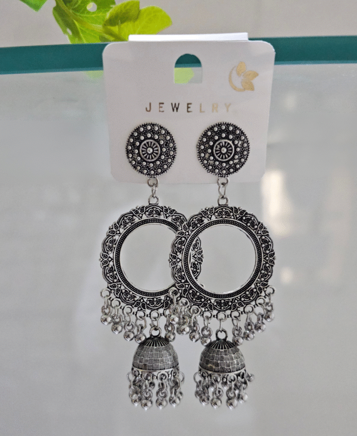 Silver Jhumka Bezel