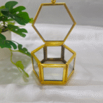 Golden hexagon glass jewelry box