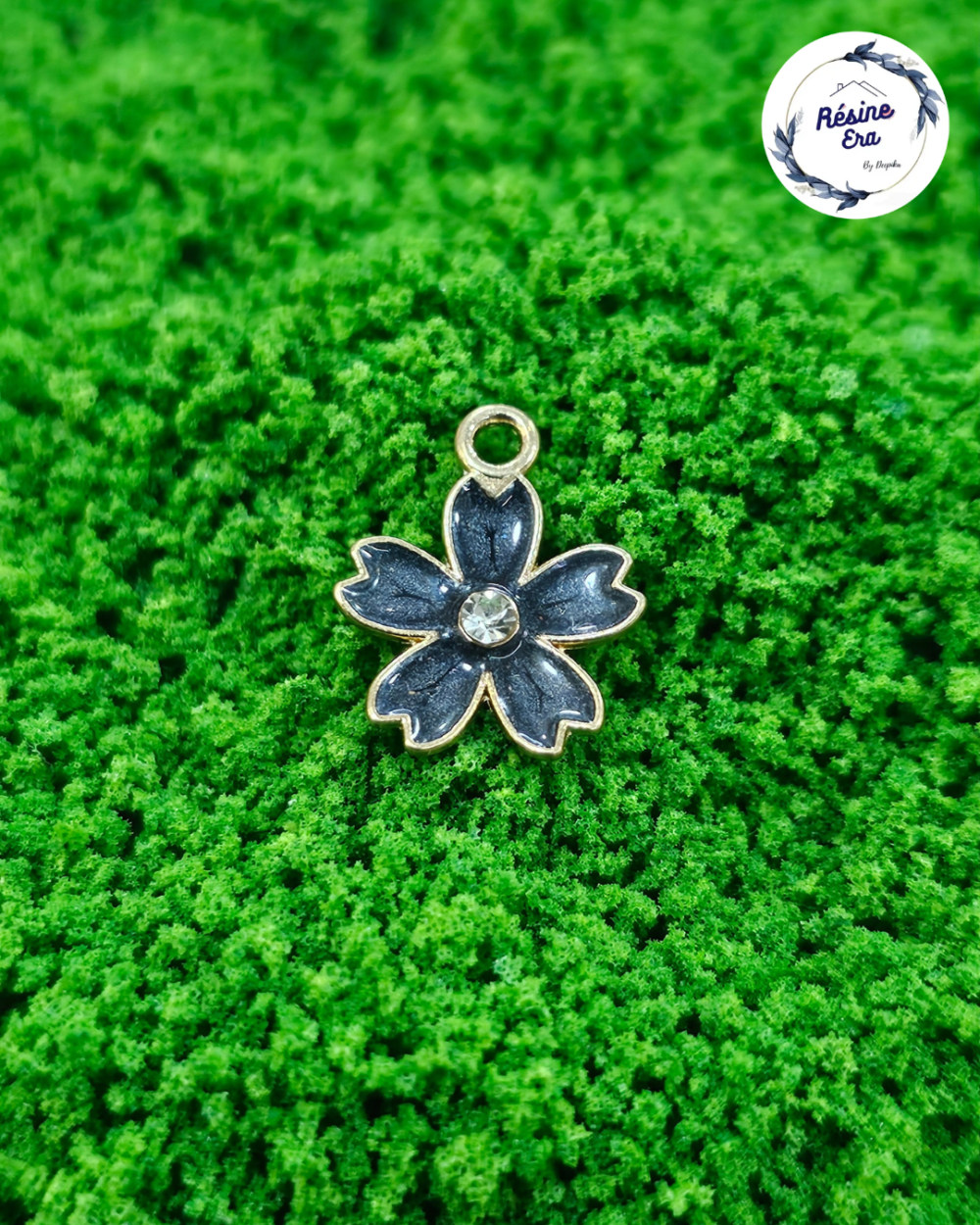 Decorative craft Flower charms for resin art and jewellery making are displayed on a soft background