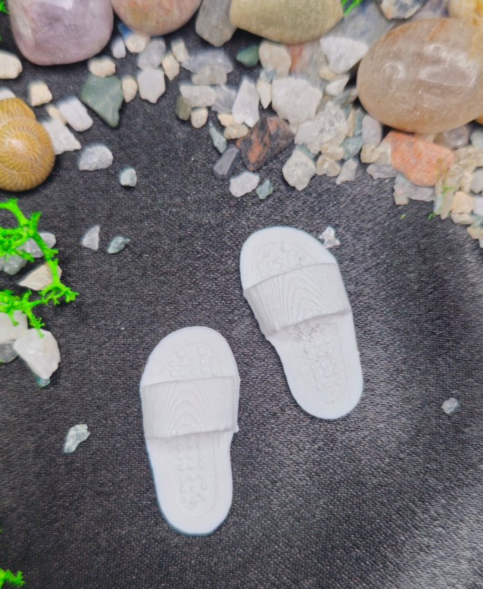 Miniature white slipper pair for resin art and DIY craft decoration