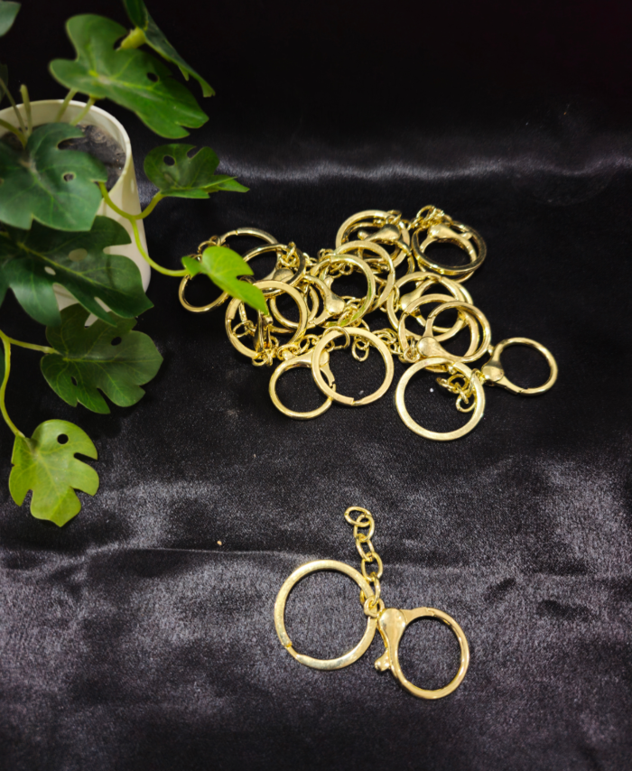 Metal keychain rings with attached lobster displayed on a black cloth background, suitable for DIY keychain making and resin crafts.