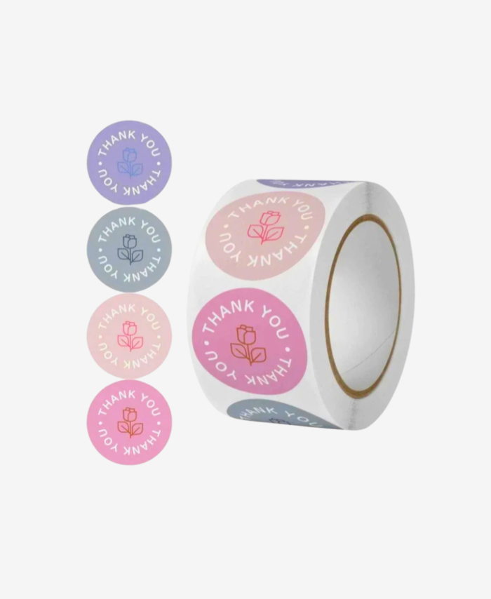 Roll of shipping labels with the text “ Thank You”