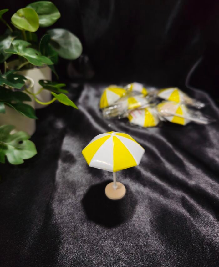 Miniature decorative umbrella accessory for resin art and DIY crafts in yellow colours