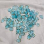 Decorative Sky blue petal acrylic charms with gold edges for resin art and jewellery making