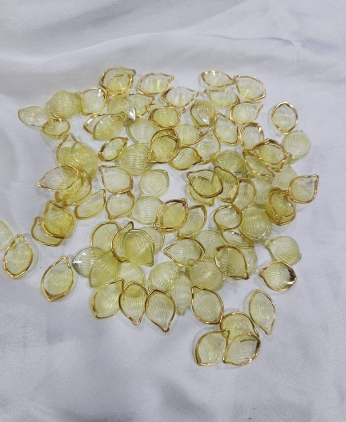 Decorative Yellow petal acrylic charms with gold edges for resin art and jewellery making
