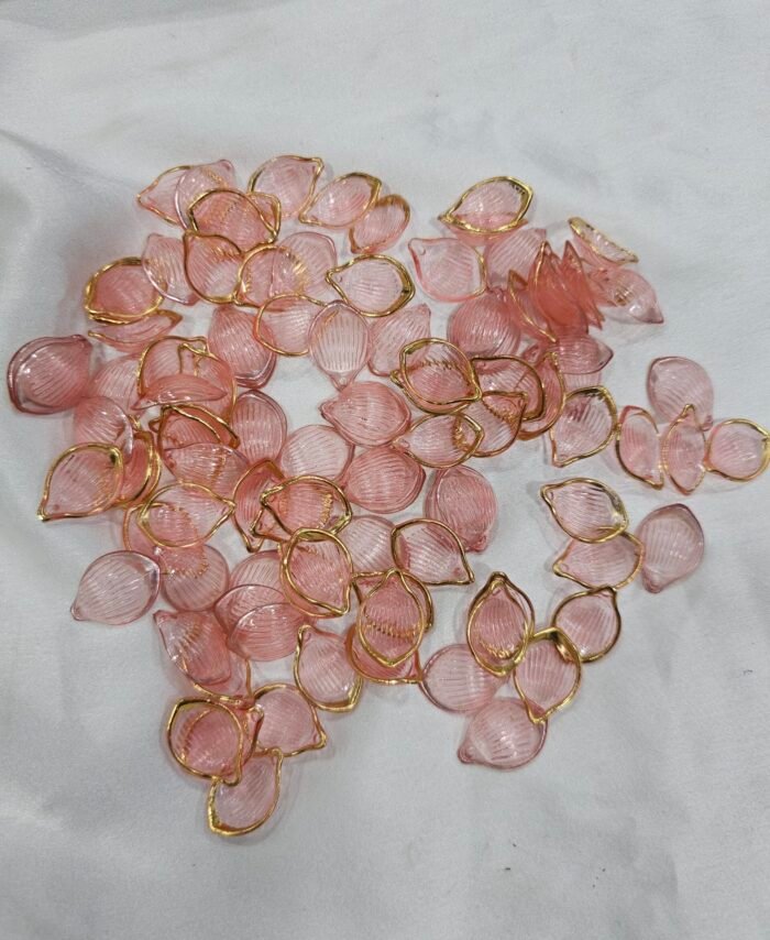 Decorative Peach petal acrylic charms with gold edges for resin art and jewellery making