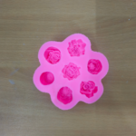 Pink 3D seven cavity flower silicone resin mould with detailed floral designs