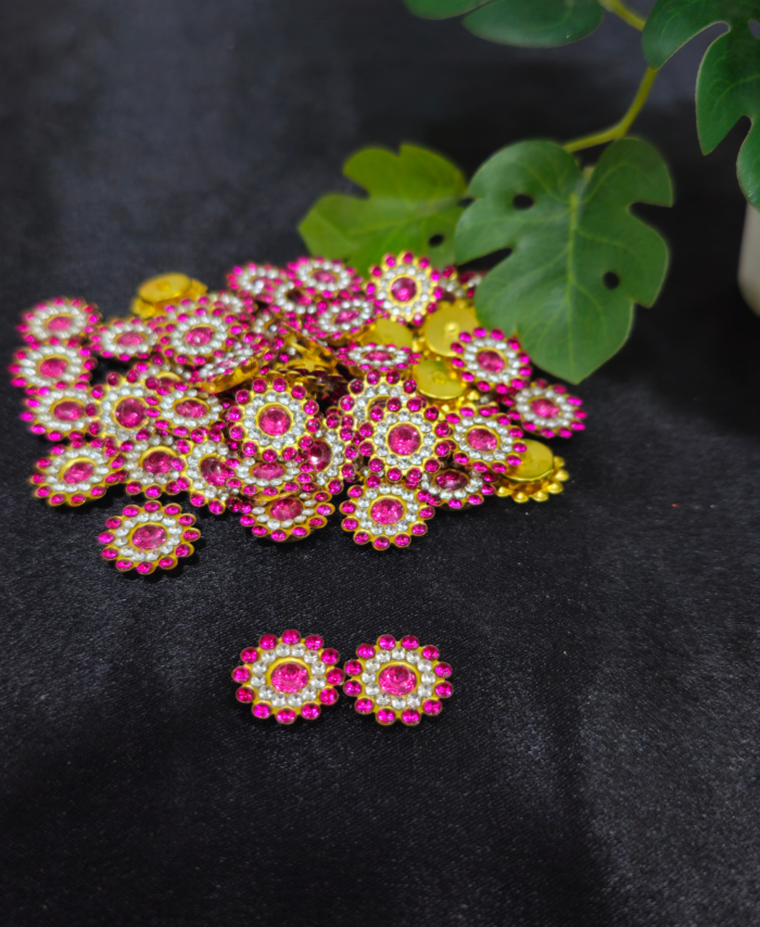 round stone embellishments with a crystal border for craft and decoration