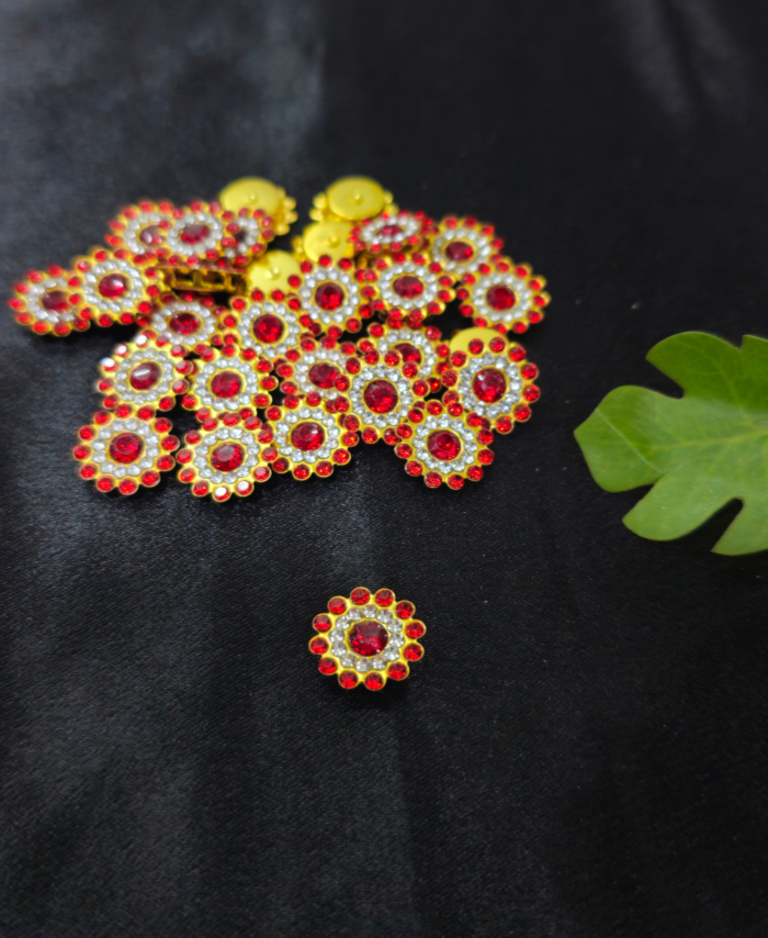round stone embellishments with a crystal border for craft and decoration