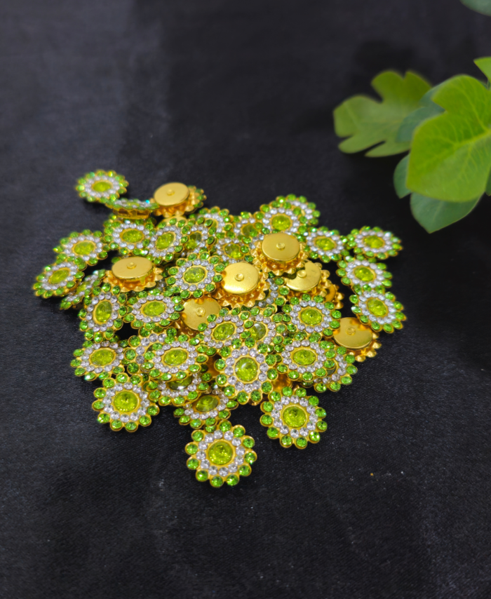 round stone embellishments with a crystal border for craft and decoration