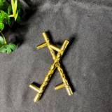 metal handles placed on a wooden base for DIY resin art and home décor projects
