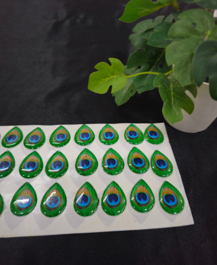 Morepankha peacock feather decorative sticker with vibrant design