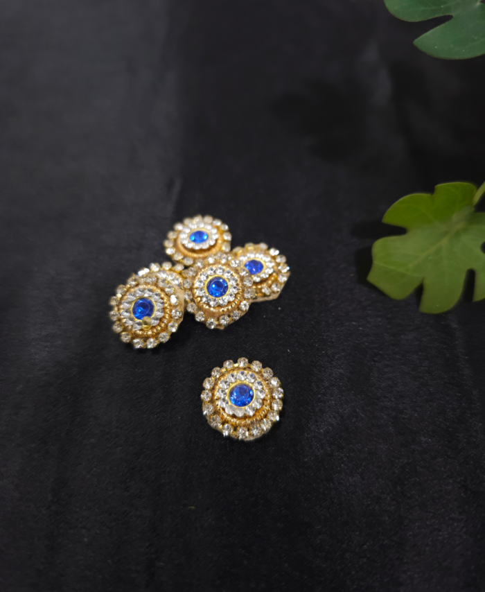 Handcrafted round kundan button with stone for ethnic wear and craft