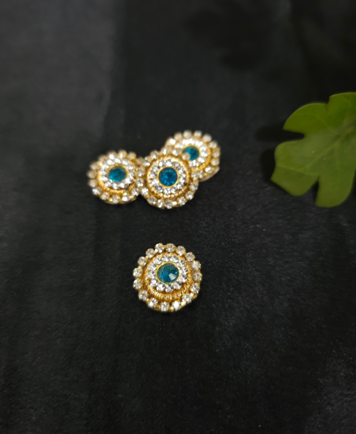 Handcrafted round kundan button with stone for ethnic wear and craft