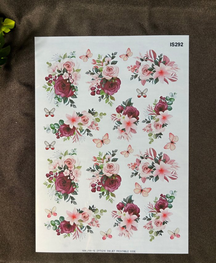 Rose transparent A4 sheet for crafts, resin art, and decorative layering
