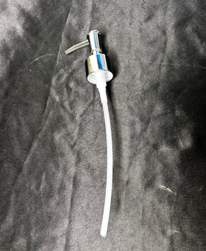 Silver liquid soap and lotion dispenser pump with long tube