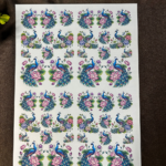 Transparent peacock A4 sheet for resin art and decorative craft use