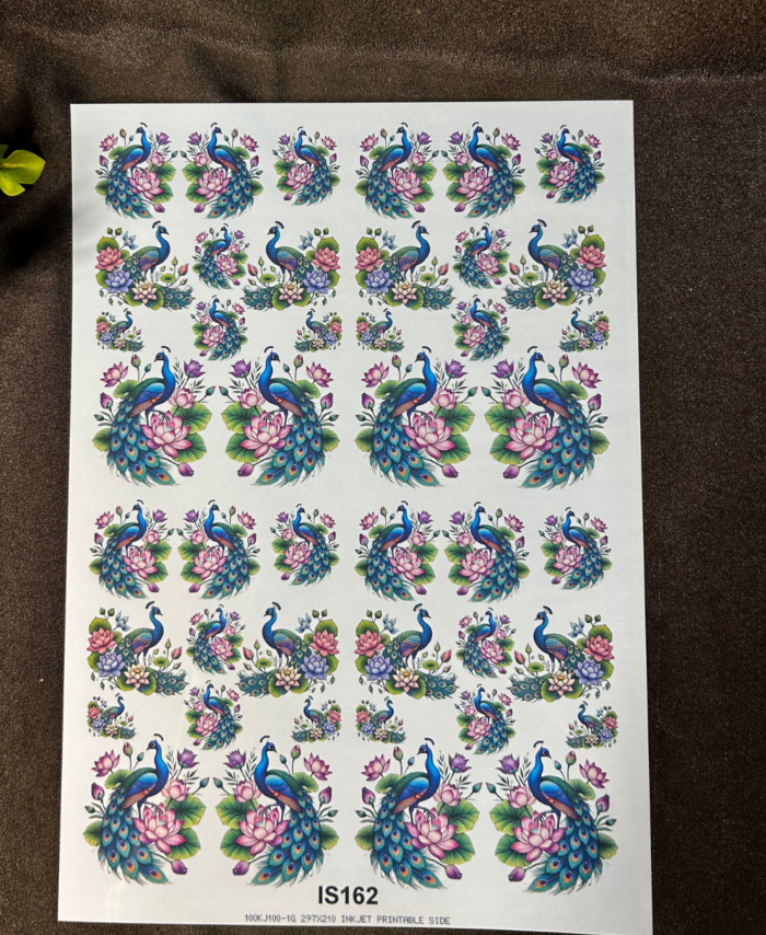 Transparent peacock A4 sheet for resin art and decorative craft use
