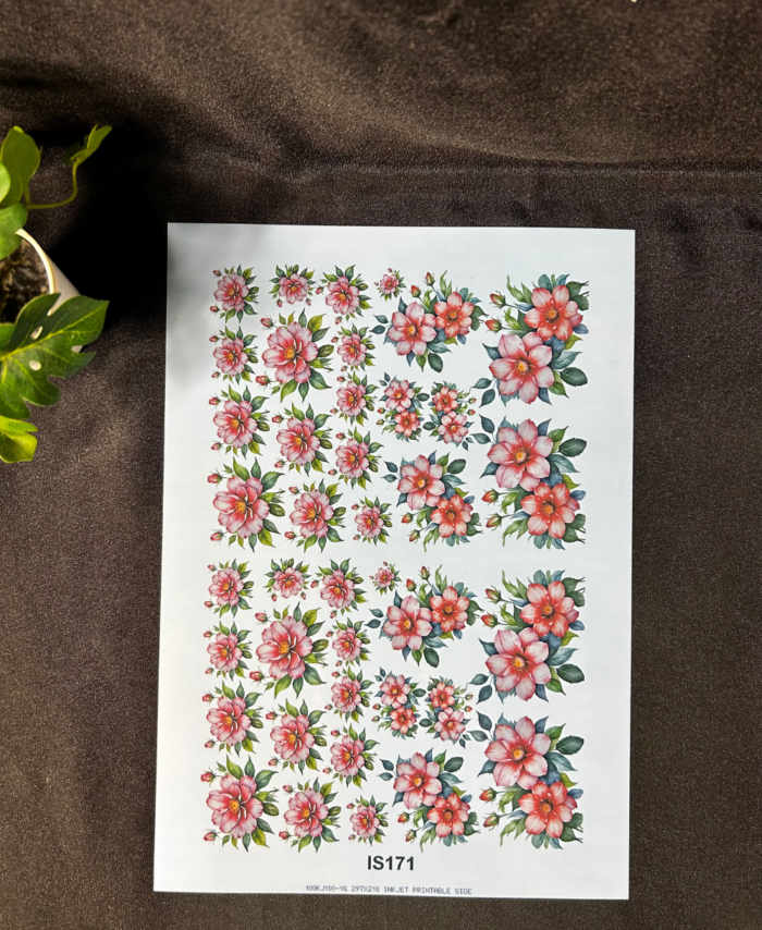 Flower transparent A4 sheet for crafts, resin art, and decorative layering