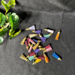 Colourful leather tassels with metal caps are used for jewellery and craft making.