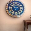 Handmade flower wall clock with real preserved flowers in clear resin and modern wall décor design