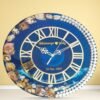 Handmade flower wall clock with real preserved flowers in clear resin and modern wall décor design