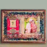 wedding varmala preservation, varmala preservation with wedding card, preserve wedding varmala, resin varmala frame, wedding card preservation, wedding flower preservation, customized wedding keepsake, epoxy resin wedding frame, varmala memory frame, wedding invitation preservation