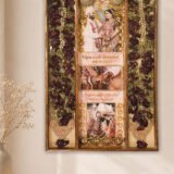 Resin varmala frame with preserved wedding flowers, pearls, and couple photos in elegant wooden frame