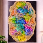 Handmade opal style resin wall art decorative piece for modern home decor