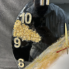 Black and white marble resin wall clock with gold flakes and metallic numbers