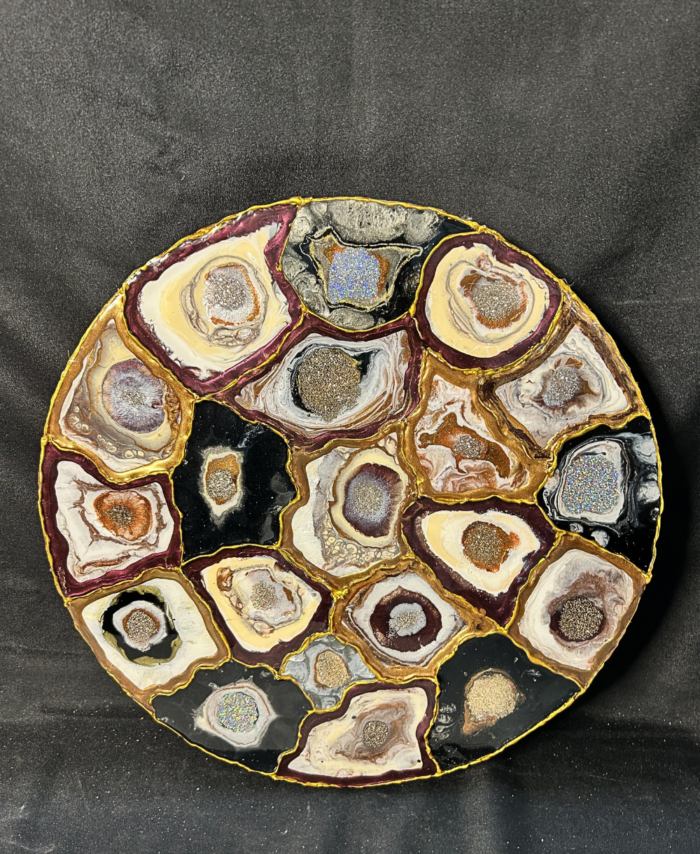 Handmade pebble table with smooth stone design and natural finish