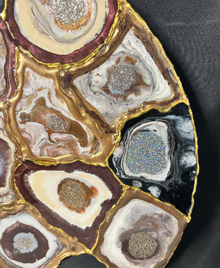 Handmade pebble table with smooth stone design and natural finish