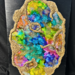 Handmade opal style resin wall art decorative piece for modern home decor