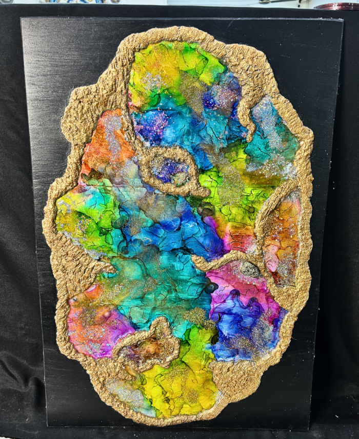 Handmade opal style resin wall art decorative piece for modern home decor