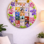 3D baby memory photo frame with floral resin design and multiple photos