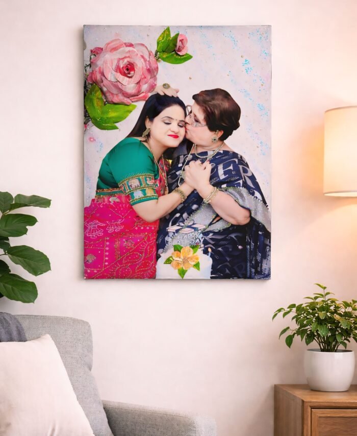 Customised 3D photo frame with floral resin art design for home decor