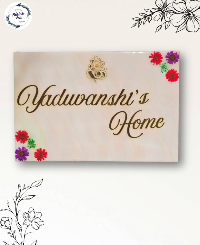 Customized resin nameplate with elegant modern design for home entrance décor