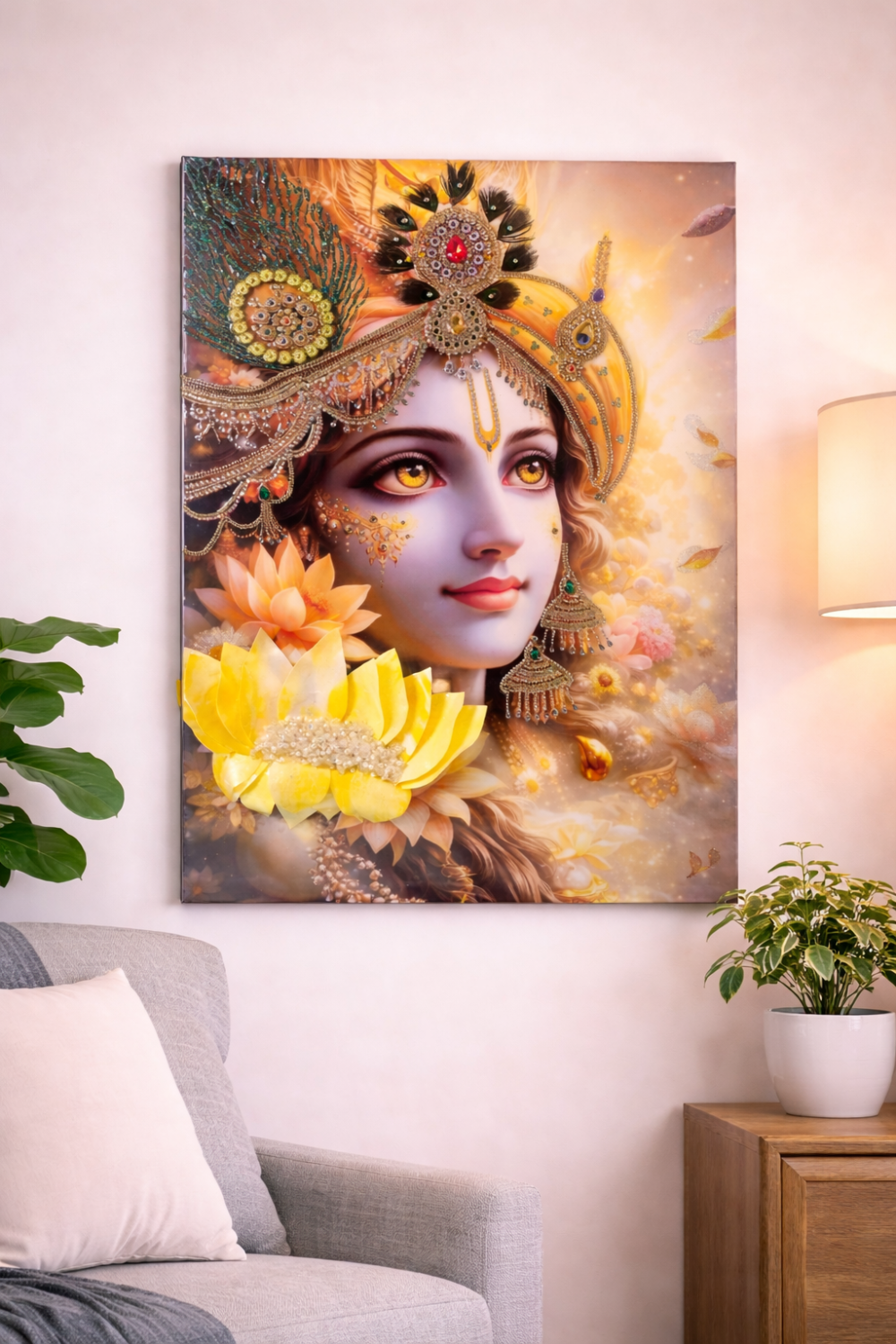 3D Krishnaji wall frame with detailed divine artwork and elegant finish