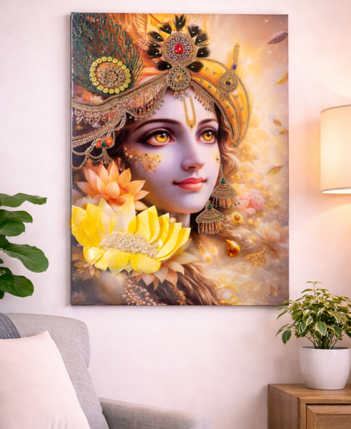 3D Krishnaji wall frame with detailed divine artwork and elegant finish
