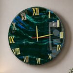 Handcrafted resin wall clock with glossy finish and modern artistic design