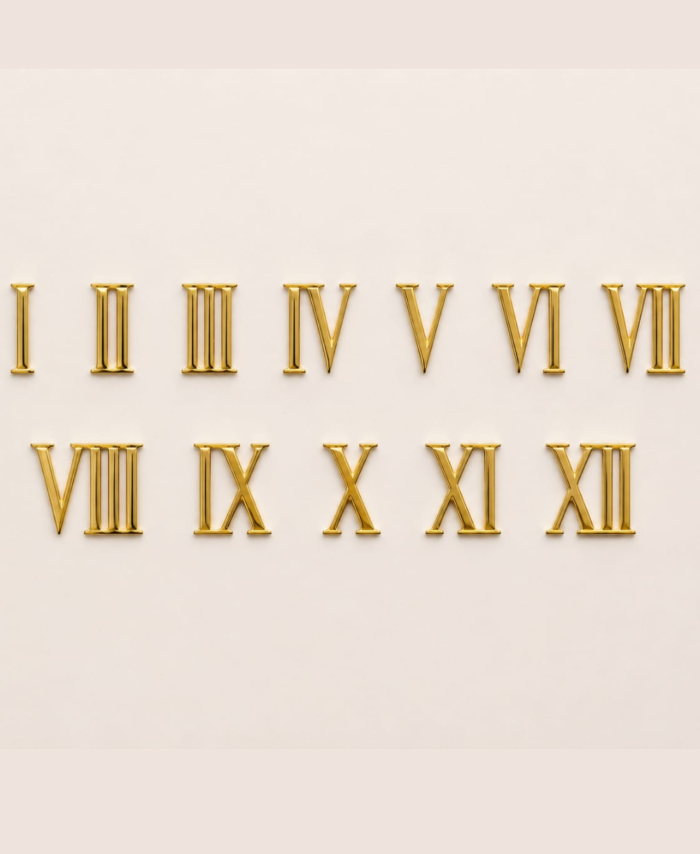 Acrylic clock Roman with lines numbers set for DIY wall clock making and resin crafting.