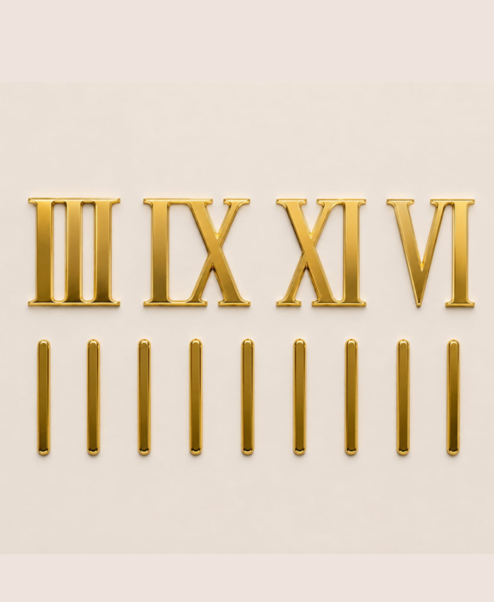 Acrylic clock Roman with lines numbers set for DIY wall clock making and resin crafting.