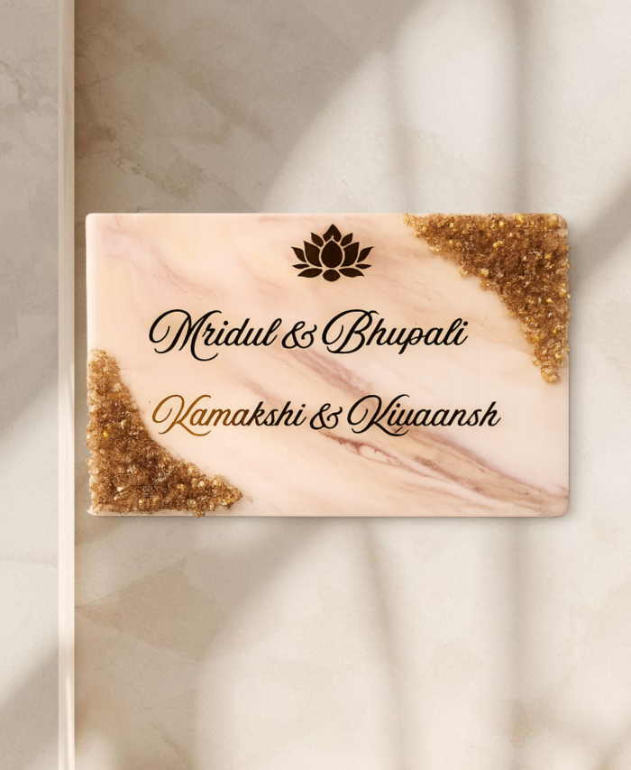 Customized resin nameplate for home entrance with elegant handmade design