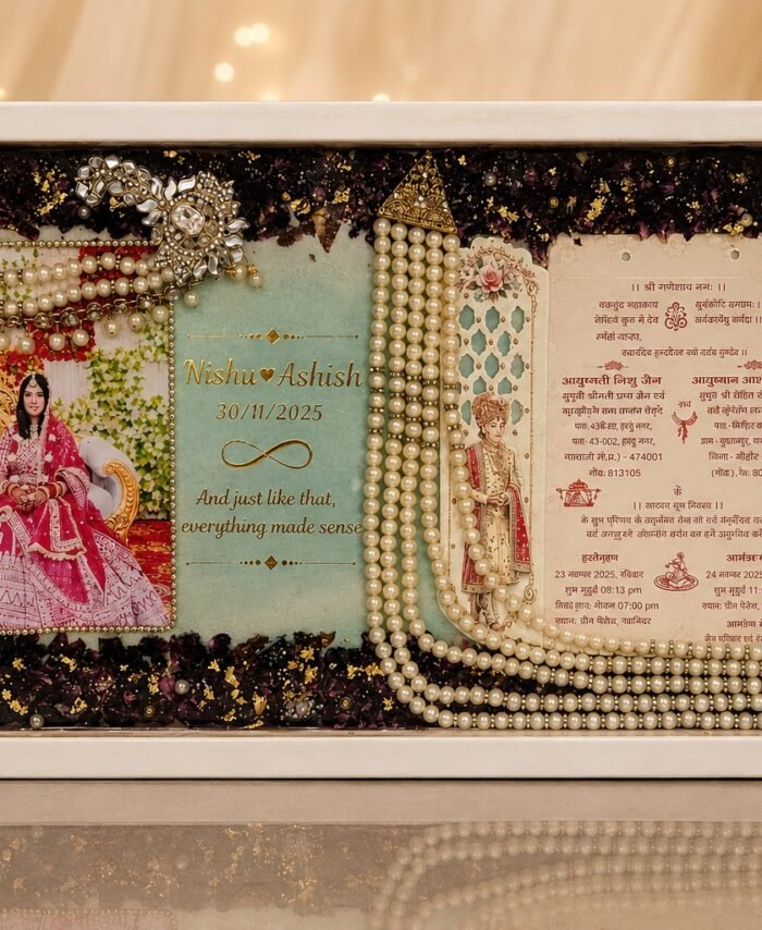 Luxury Varmala Preservation Frame with Wedding Card & Couple Photo