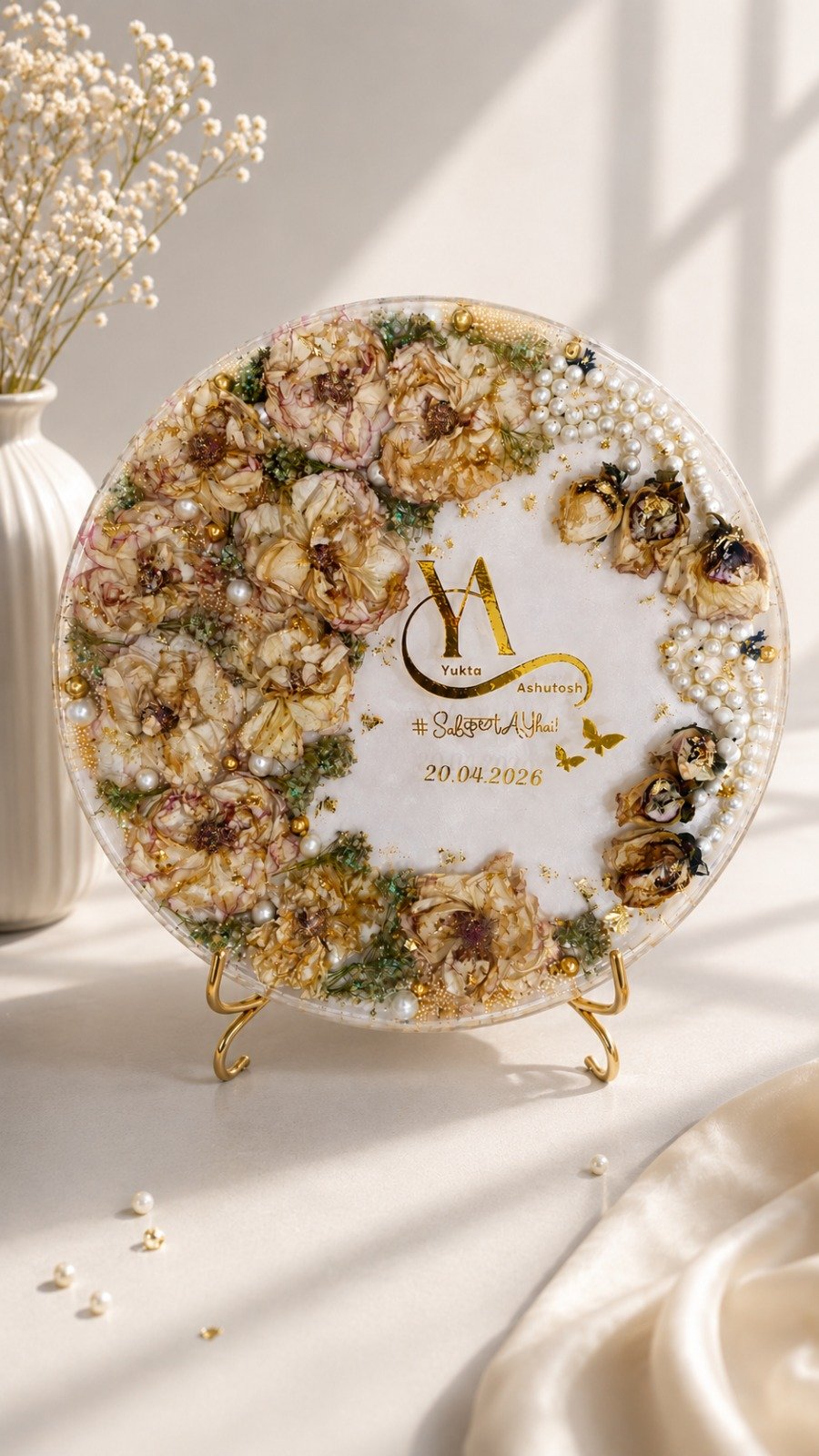 Ashutosh Personalized Floral Varmala Preservation Frame